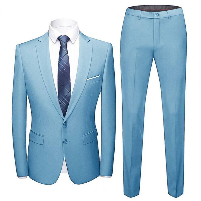 Conjunto de traje elegante para hombre, Blazer de manga larga, pantalones adelgazantes, traje Formal de dos botones