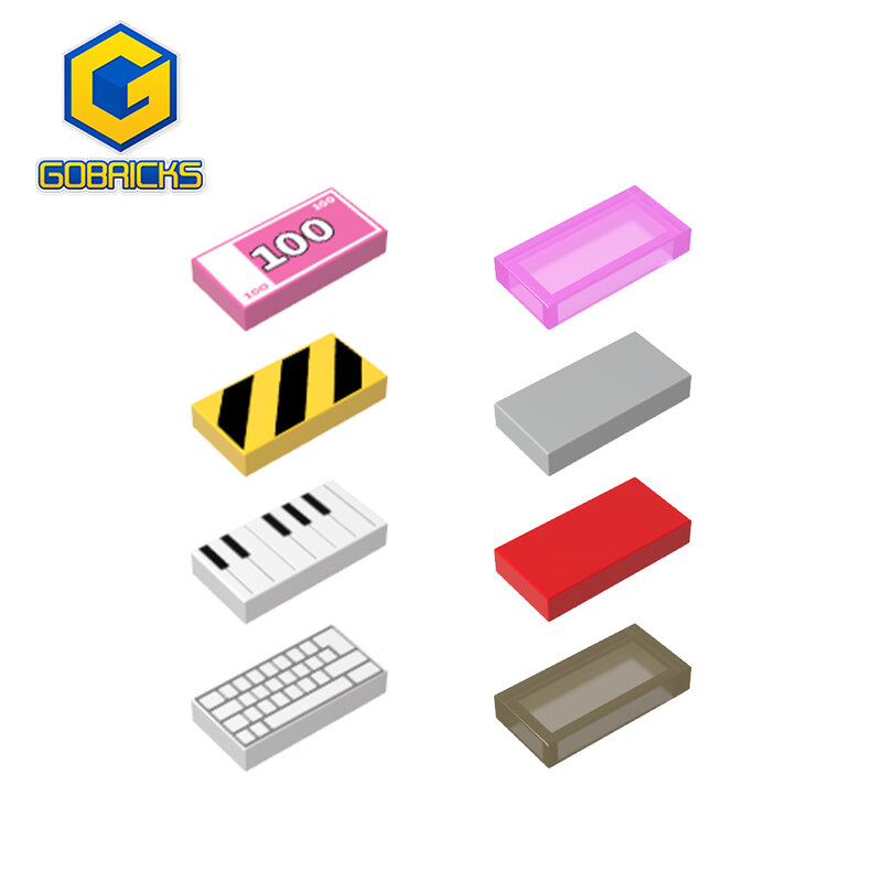 Gobricks 10pcs 3069 Building Blocks Bricks Tile 1x2 Parts with Groove compatible 30070 Educational Creative Construction Toys