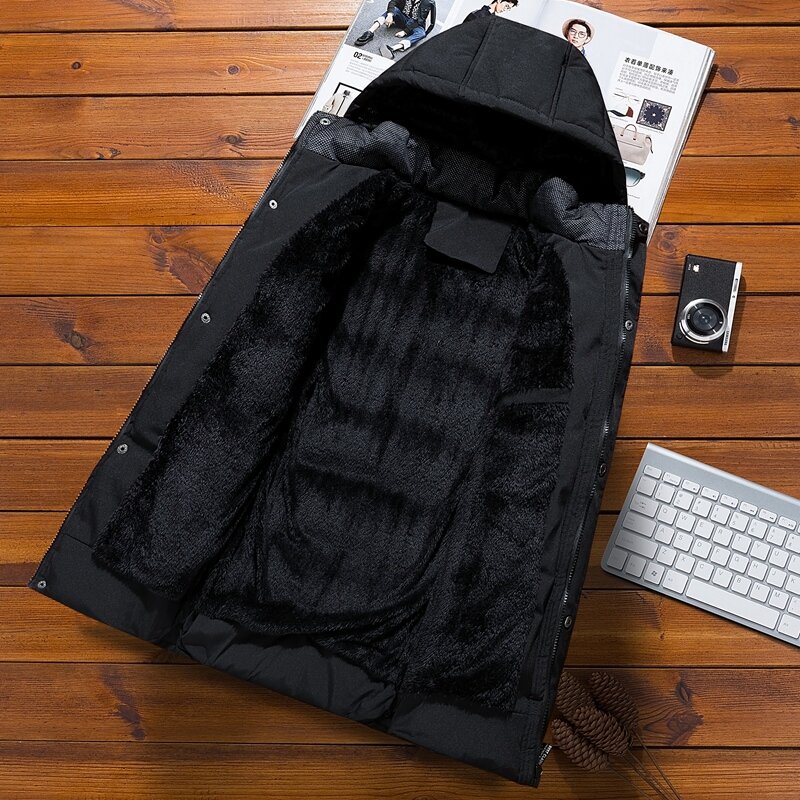 Casaco grosso e quente à prova de vento masculino, jaqueta com capuz streetwear, casaco casual de alta qualidade, 5XL, novo, moda, inverno, 2024