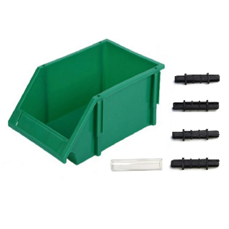 Caja de almacenamiento de herramientas de HDPE para taller, con bordes cómodos, incluye Etiqueta de bisel para clasificar piezas de tornillo y Hardware