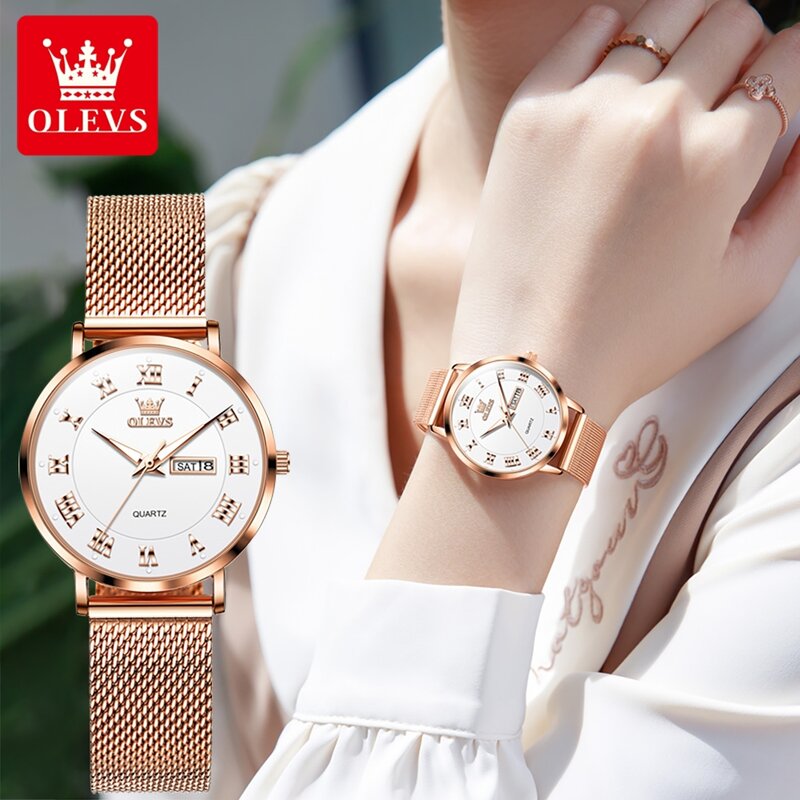 OLEVS Original brand Women's Watches Milan Steel strip Quartz Watch Simplicity Gift Bracelet Exquisite Beauty Watch for Ladies