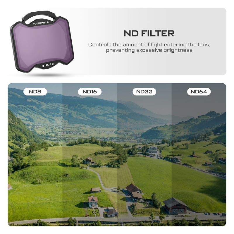 Freewell Professional Drone ND Filter Standard Day 4Pcs Set ND8 ND16 ND32 ND64 Compatible Avata 2 Camera Photography Accessories