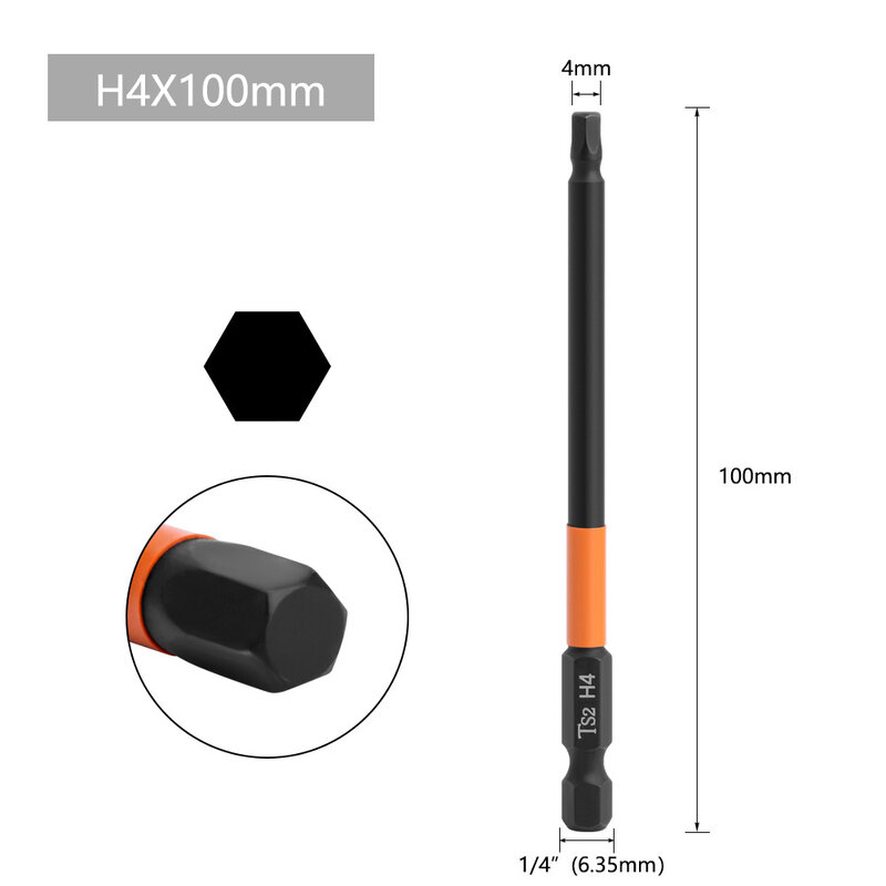 1 PC Hex Magnetic Head Drill Bit Electric Wrench Screwdriver 100mm Metric H 2 H 2.5 H3 H4 H5 H6 For Power Drill Tool Accessories