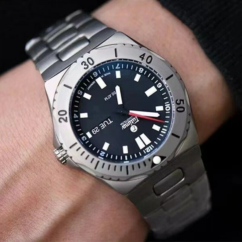 Tutima-Relógio militar para homens, relógio esportivo M2, sete relógio impermeável Sea 500, 6151-04