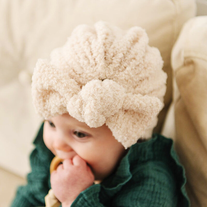 Topi Bayi Hangat Turban Kain Teddy Tebal Topi Bayi Perempuan Laki-laki Beanie Bayi Baru Lahir Musim Dingin Topi Bonnet Anak Aksesori Bayi