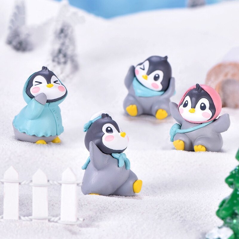 Mini figuras pingüino tamaño portátil 1,3 pulgadas para colección adornos tanque/estanque