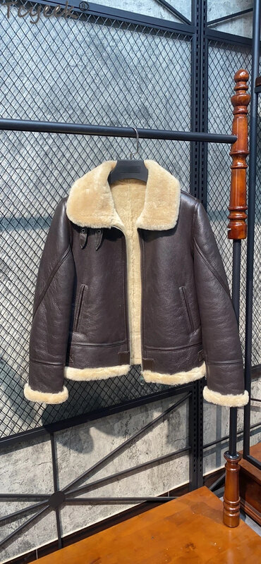 Kurtka damska Tcyeek płaszcz futrzany na zimę z prawdziwej skóry motocykla damska odzież ciepłe z naturalnej owczej skóry kurtki zagęszczone Chaquetas