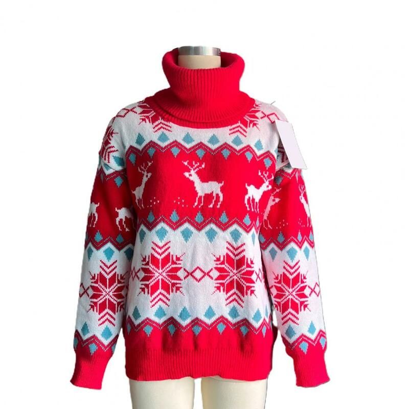 Maglione donna Chic maglione Pullover antivento Skin-Touch maglione lavorato a maglia Jacquard natalizio caldo da donna