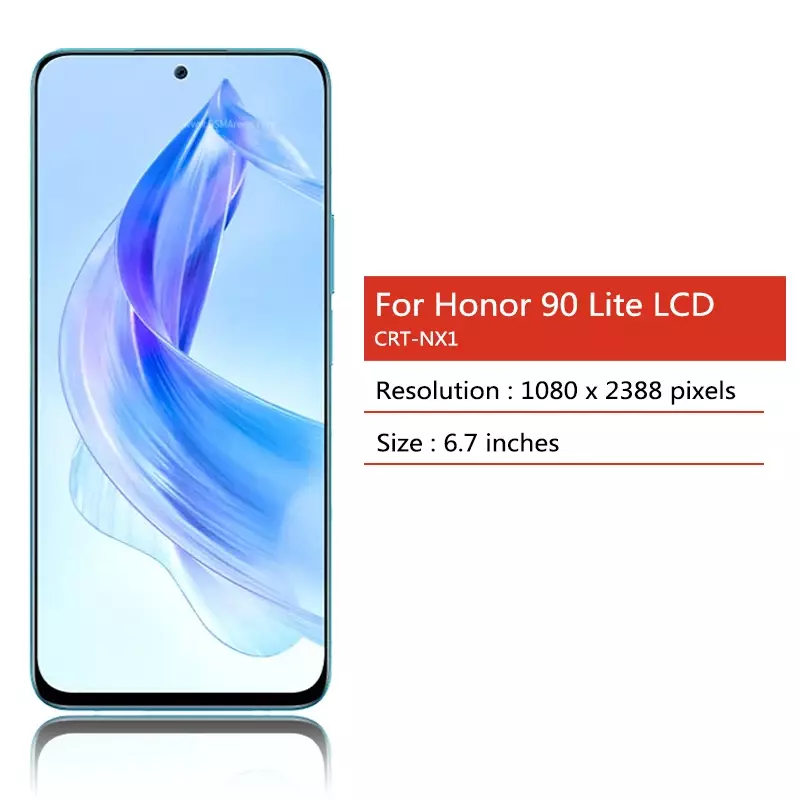 Uji 6.7 ''untuk Huawei Honor 90 Lite CRT-NX1 LCD tampilan layar sentuh Digitizer rakitan untuk Honor90 Lite 90 Lite LCD bingkai