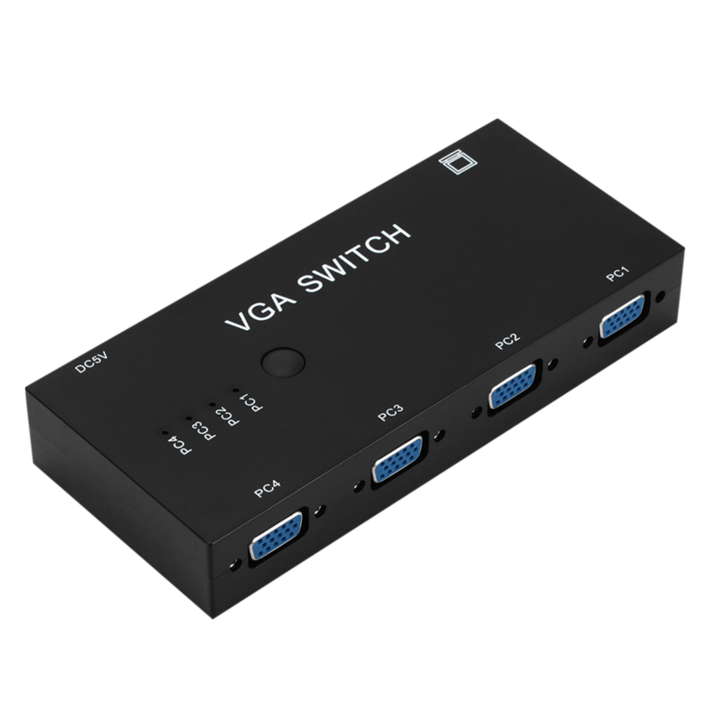VGA Switcher Video Converter Box, Amplificador de Sinal HD, Booster Splitter, Adaptador para PC Monitor, Projetor, 4 em 1 Out