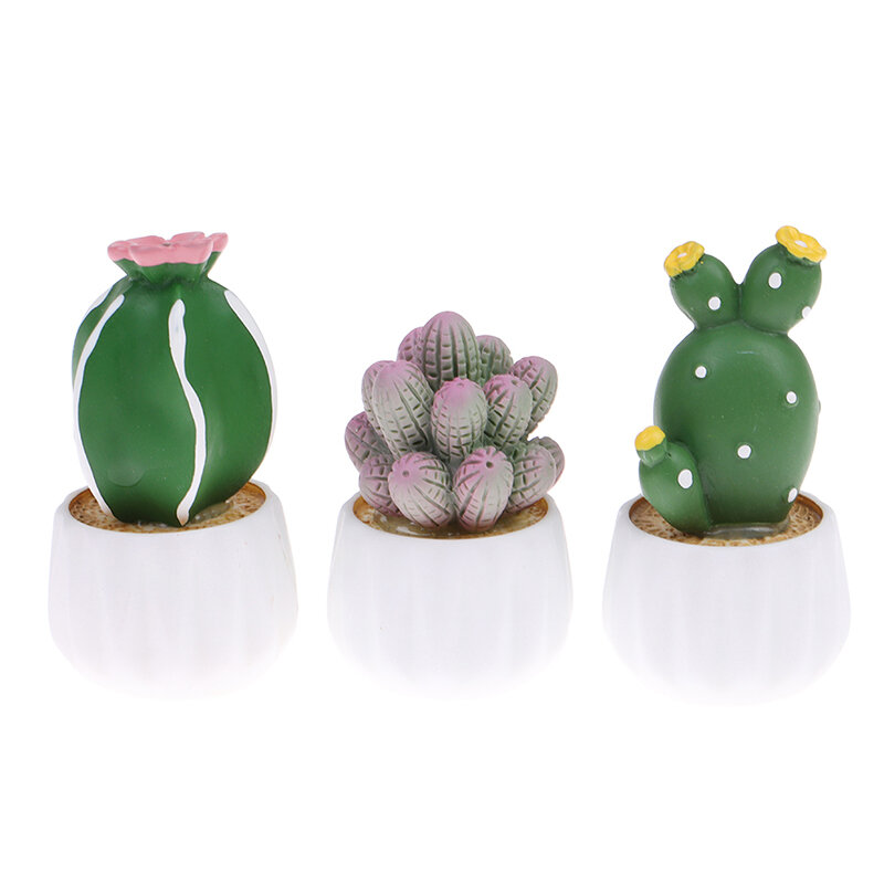 Simulación de Mini Cactus para adorno de coche, artesanía decorativa de resina suculenta para escritorio y oficina, decoración del hogar