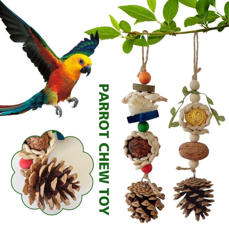 2023 Bird Chewing Toy Bird Beak Grinding Toy With Removable Hook | Parrot Cage Bite Toys Wooden Block Birds Parrot Toys