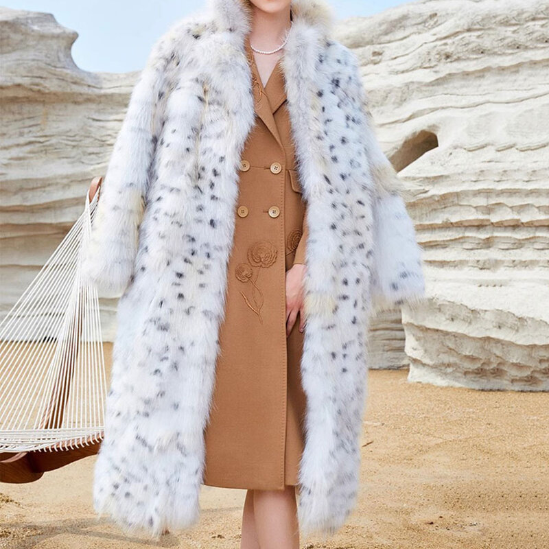Pardessus à capuche en fausse fourrure de renard imprimé léopard pour femmes, veste à manches longues, vêtements d'extérieur optiques, manteau d'hiver, mode