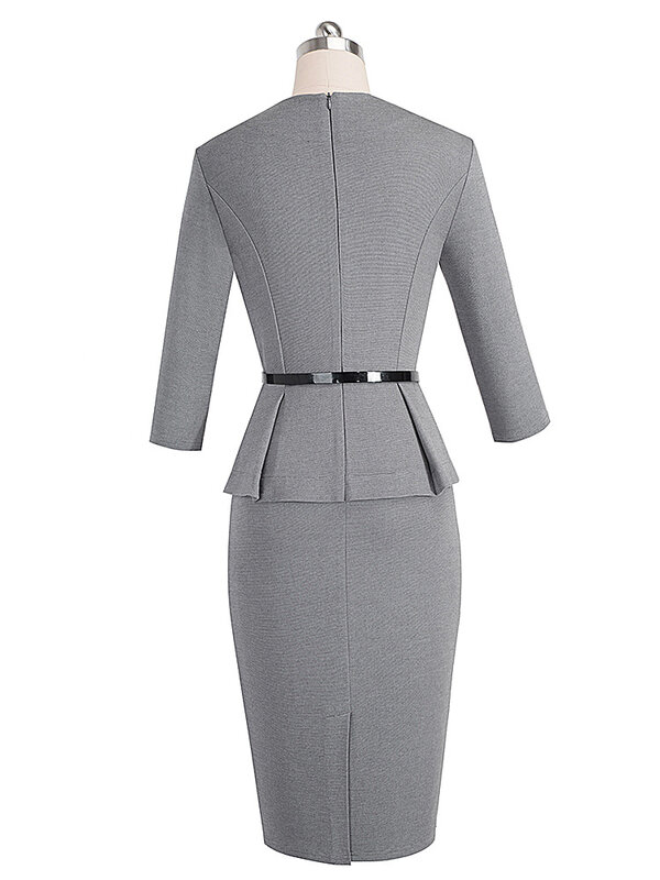 Nice-forever-vestido Vintage elegante para mujer, ropa con cinturón, ceñido al cuerpo, para fiesta de negocios y oficina, B473