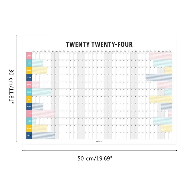 Calendario 2024 per l'intero anno da visualizzare, calendario da parete 50x30 dal 1. 2024 12. 2024