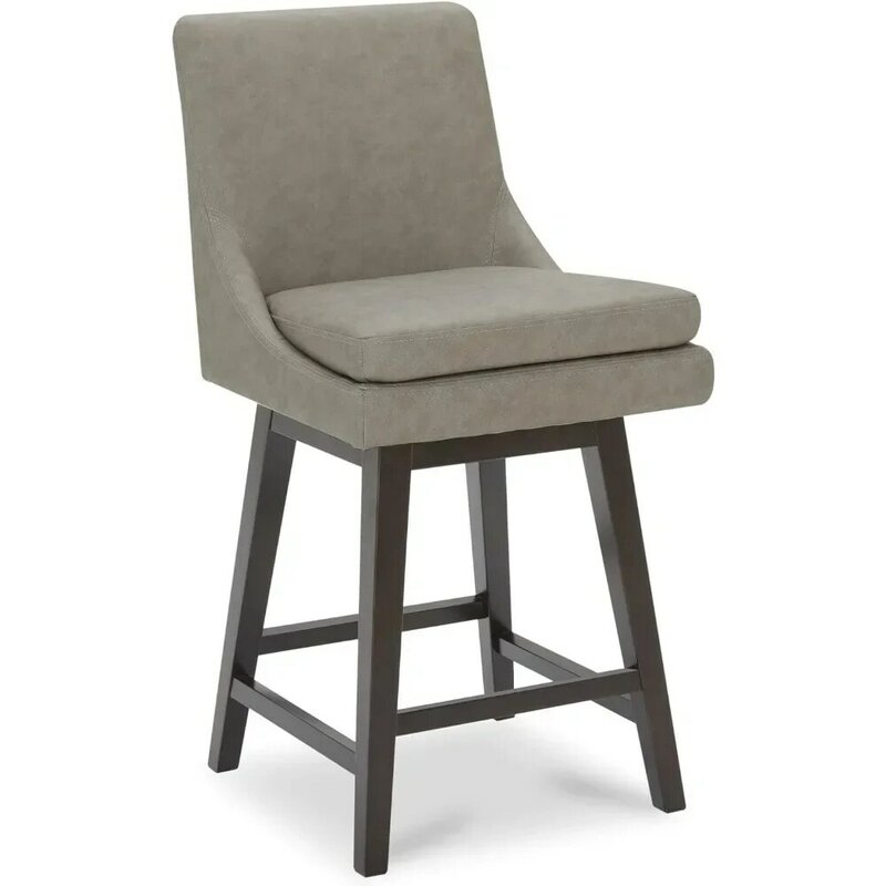 ชุดเก้าอี้สตูล2ชิ้นเก้าอี้สูงสำหรับเคาน์เตอร์บาร์สตูลด้านหลังหุ้มหนังสังเคราะห์หมุนได้ที่นั่ง26.8H "หนัง PU เก้าอี้บาร์