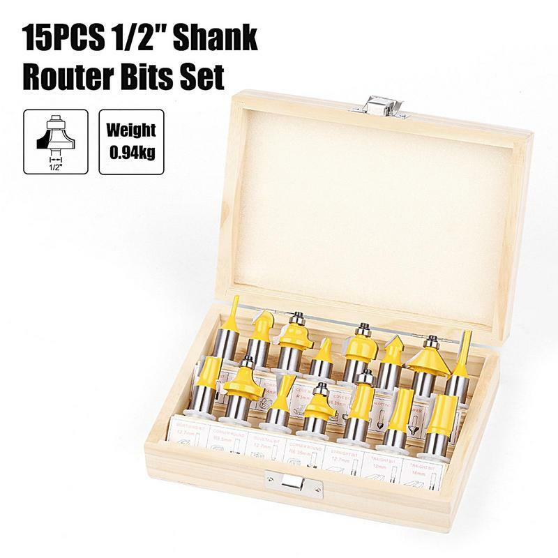 Router Bits For Woodworking 15PCS Multifunctional Alloy Woodwork Tools Portable Router Bits With Storage Box Long-lasting Tools