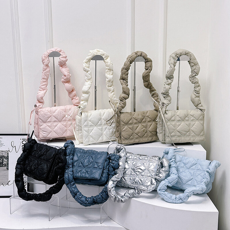 Tas bahu nilon desain kecil untuk wanita 2024 Y2K tas tangan perjalanan dompet wanita tas tangan tren baru Mode Korea