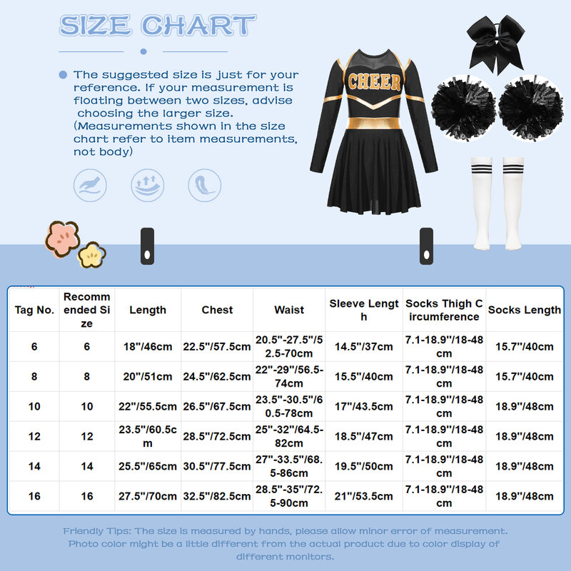 Kids Girls Cheer Leader Costume Outfit Carnival Dance Party uniforme da cheerleader con pon pon stock Schoolgirl Cheer Dancewear