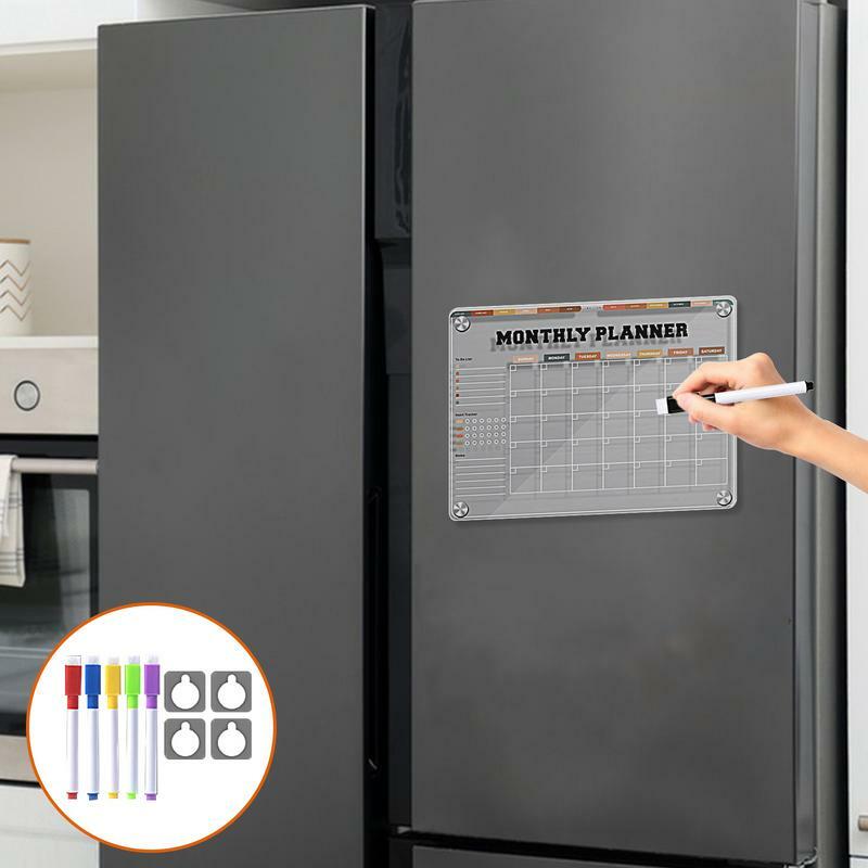 Calendário magnético reutilizável para geladeira, Dry Erase Board, Frigorífico White Boards, Small Planner, Schedule Board to Do List, # W0