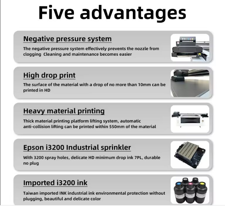 A1เครื่องพิมพ์ยูวี + UV-DTF Flatbed ขนาด1600มม. * 1300มม. พร้อมหัวพิมพ์3หัวพิมพ์สำหรับไม้แก้วโทรศัพท์ขวดพิมพ์วานิชความเร็วสูง