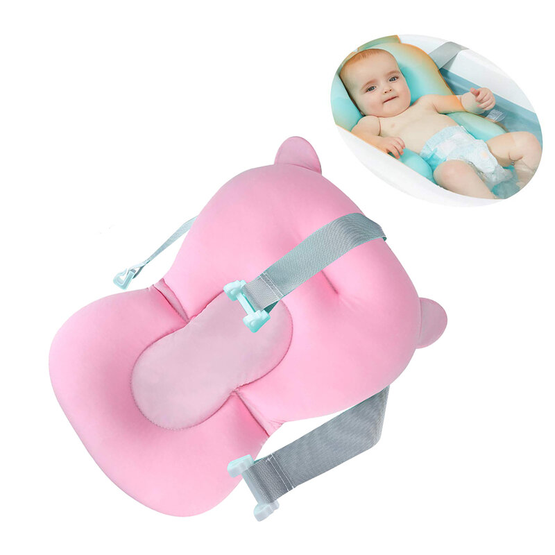 Kursi mandi bayi anti-selip, tikar pendukung bak mandi keamanan perawatan, jaring, bantalan bantal balita nyaman perjalanan dengan tali