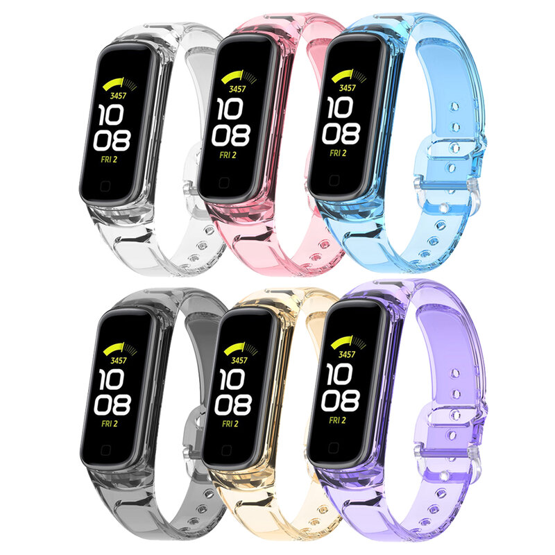 6pcs/lot TPU Transparent Band For Samsung Galaxy Fit 2 SM-R220 Strap Discoloration In Light Bracelet For Galaxy Fit 2 Watchband