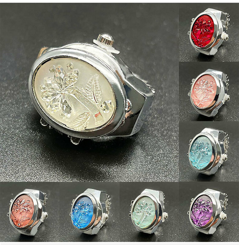 Luxo Finger Quartz Watch Mini Small Elastic Band Relógios Anéis Femininos Jóias Gemstone Relógio Mulheres Quartz Watch Ladies Ring