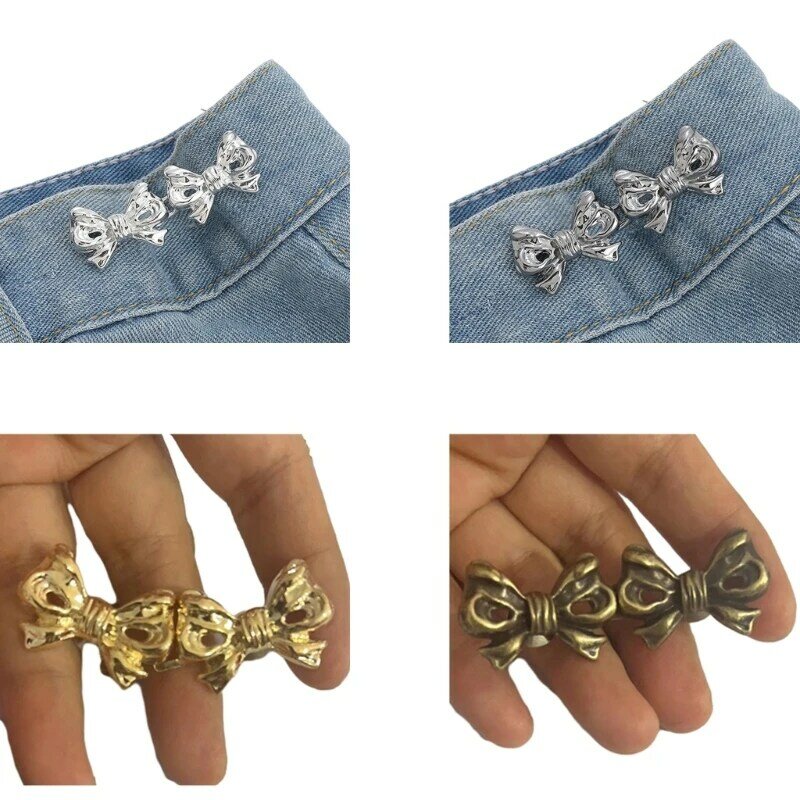 Jean Button Pins No Sew Waist Button Waist Buckle Instant Button Bows Pant Pin Dropship