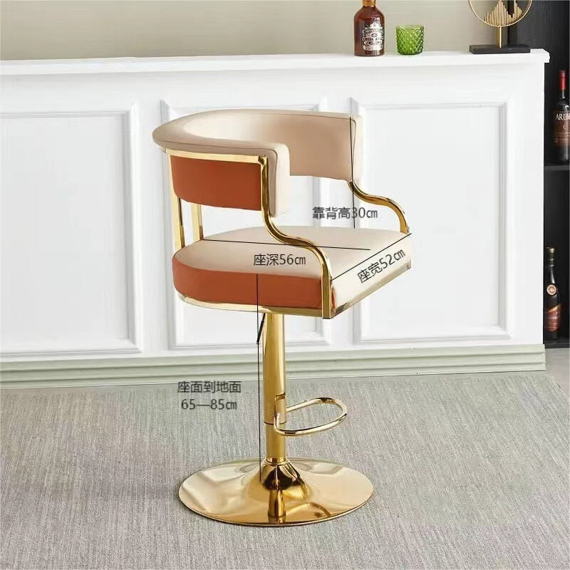 Bangku Bar putar Modern mewah, tinggi dapat disesuaikan kulit PU Nordik kursi Bar bangku meja dapur furnitur ruang tamu Bar