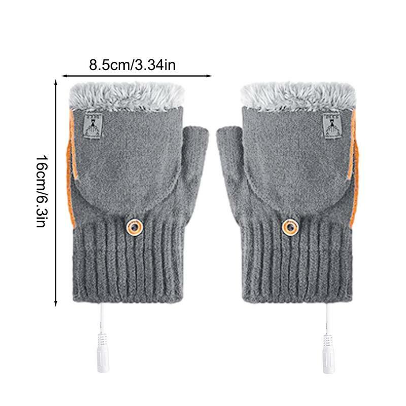 Do ogrzewania rękawiczek dla kobiet na akumulator USB, szybko ogrzewane rękawice do pisania, dzianinowe, zimowe rękawice termiczne
