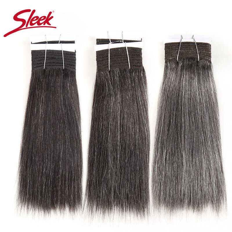 Eleganti fasci di capelli grigi lisci Yaki brasiliani colorati #44 #34 #280 51 # per estensioni dei capelli umani Remy neri