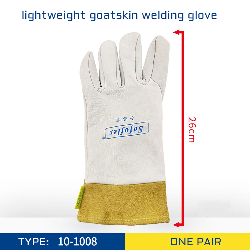 WELDAS TIG Welding Gloves SOFTouch grain lightweight goatskin welding glove with split cowhide cuff. Seamless index finger