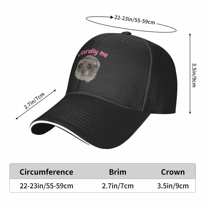 Literally Me Sad Hamster Funny Meme T Shirt Hamster Cry Baseball Caps Sun Caps Men Women Hats