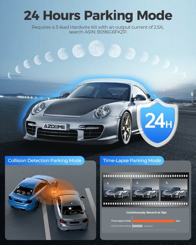 AZDOME-Cámara de salpicadero DVR M550 Pro para coche, 4K, 5,8 Ghz, WiFi, 2/3 cámaras, frontal/Cabina/trasera, GPS, visión nocturna, Monitor de aparcamiento