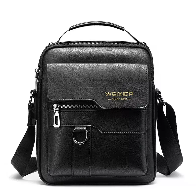 Tas kurir pria baru 2024 tas bahu kapasitas besar Retro merek desainer kulit PU tas bepergian tas tangan suami
