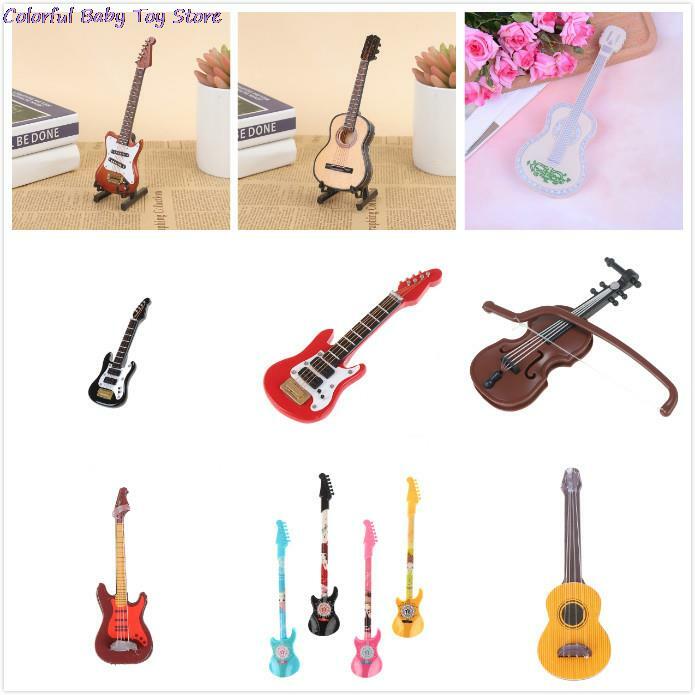 Горячая Распродажа 1:12 Миниатюрная Музыкальная электрическая гитара, Скрипка для детей, музыкальная игрушка, декор дома