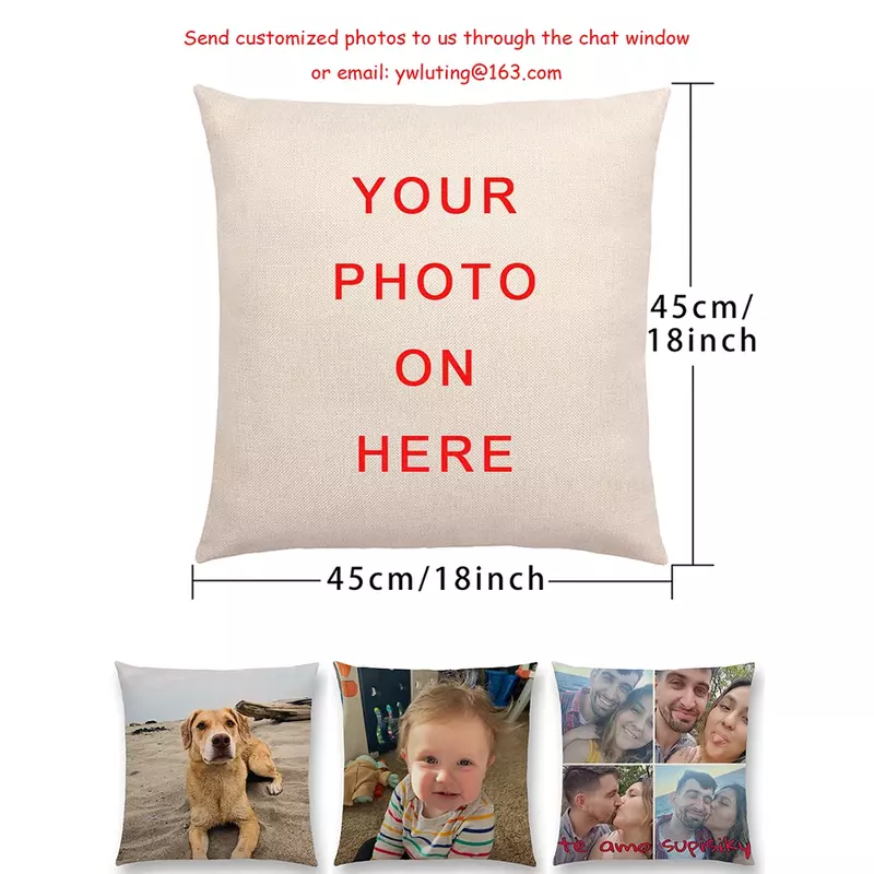 Baby Family Pets Custom Cushion Covers Printing Cotton Linen Pillow Case Customized Pillow Cover For Sofa  DIY Logo Pillowcase