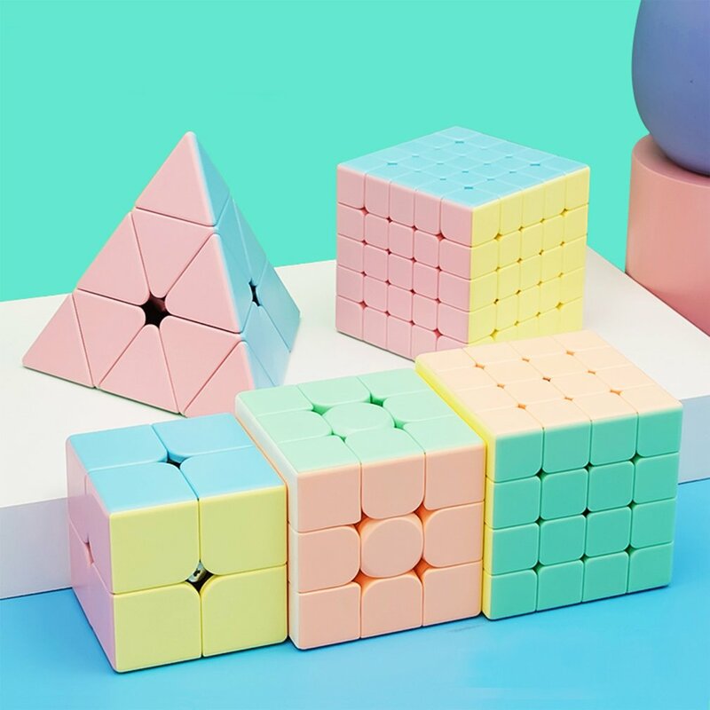 Cubo mágico sin pegatinas para niños y adultos, Cubo de productividad suave, Color Macaron, 3x3