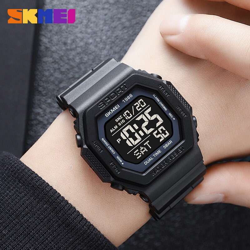 SKMEI-reloj deportivo de moda para hombre, cronógrafo Digital de cuenta atrás, resistente al agua, Original, con fecha y semana
