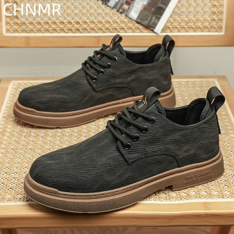 Original Men's Canvas Leather Shoes Waterproof Tooling Shoes Outdoor Fashion Trend Breathable Casual Flat Bottom Round Toe