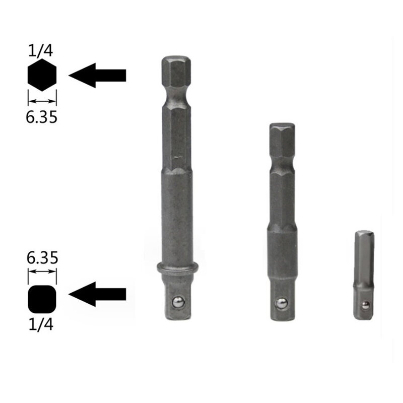 3 stücke 1/4in Bohr buchse Adapter Bits Stangen verlängerung für Schlags ch rauber 6,3/65mm Griff durchmesser mm Elektro werkzeug teile