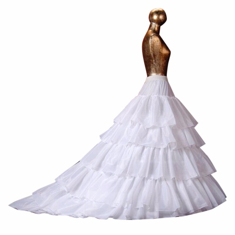 Snelle Verzending Bruiloft Accessoires 5-Lagen Petticoats A-lijn Onderrok Voor Bruids Jurk Trein Lace Up Organza Op Voorraad