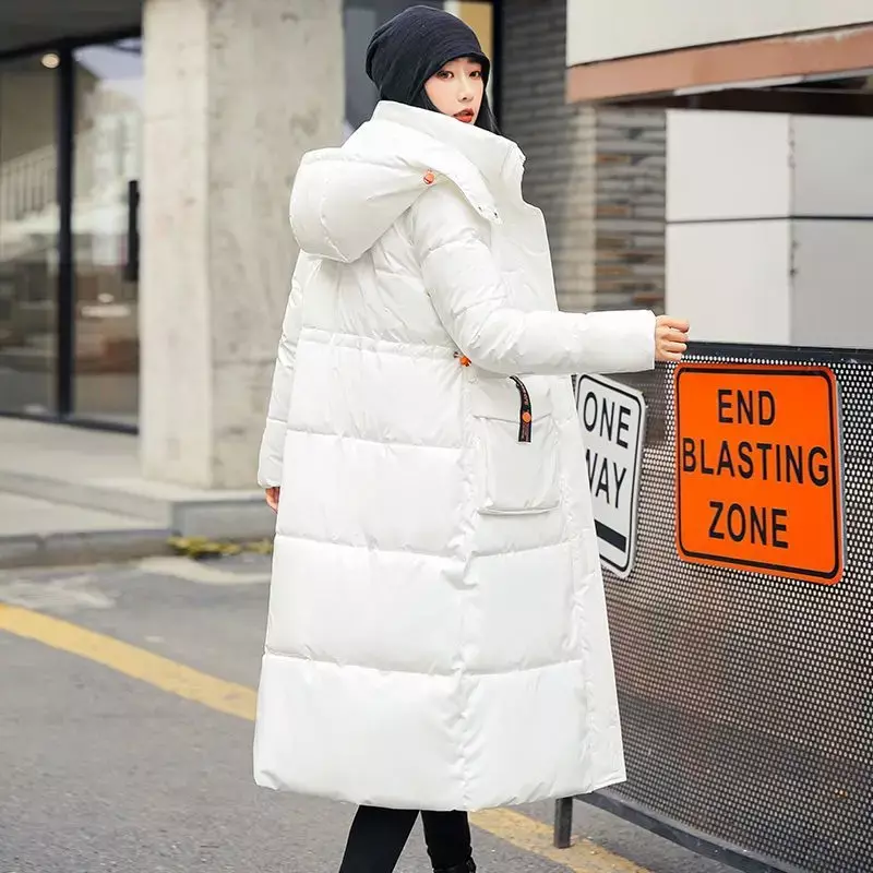Jaqueta feminina slim fit com capuz, casaco de inverno, versão de comprimento médio, Parkas grossas, outwear quente, sobretudo para lazer, novo, 2022