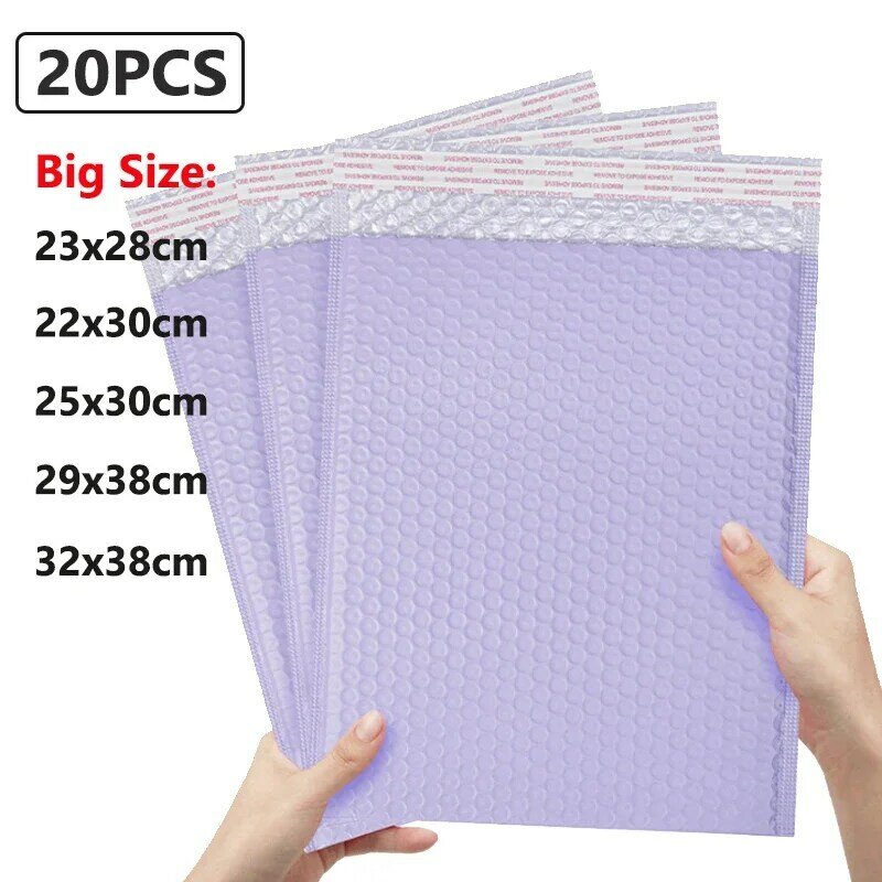 20pcs Bubble Mailers Poly Padded Mailing Packaging Padding Self Seal Bag Shipping Envelope Mailer Purple Envelopes Bags Big Size