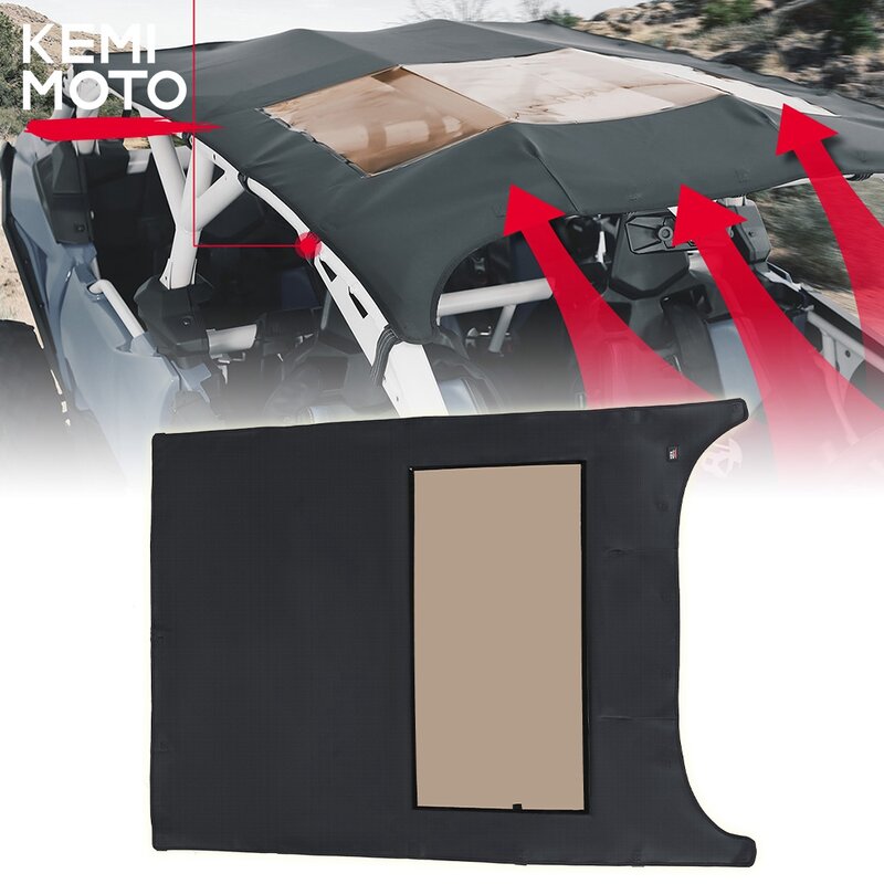 KEMIMOTO UTV PVC Sun Visor Waterproof Canvas Soft Roof Top For Can Am Maverick X3 Max 4x4 XDS XRS XMR Turbo DPS 4 Doors 2017+