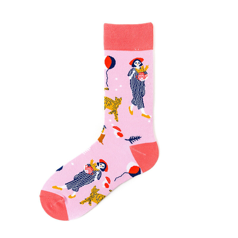 Creative personality mid-tube cotton socks colorful mid-tube tide socks cartoon sun socks
