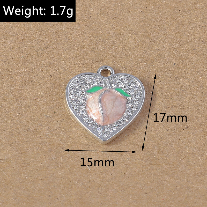 4PCs Heart-Shaped Honey Peach Crystal Charms for Jewelry Making DIY Handmade Drop Earrings Pendants Necklaces Craft Supplies