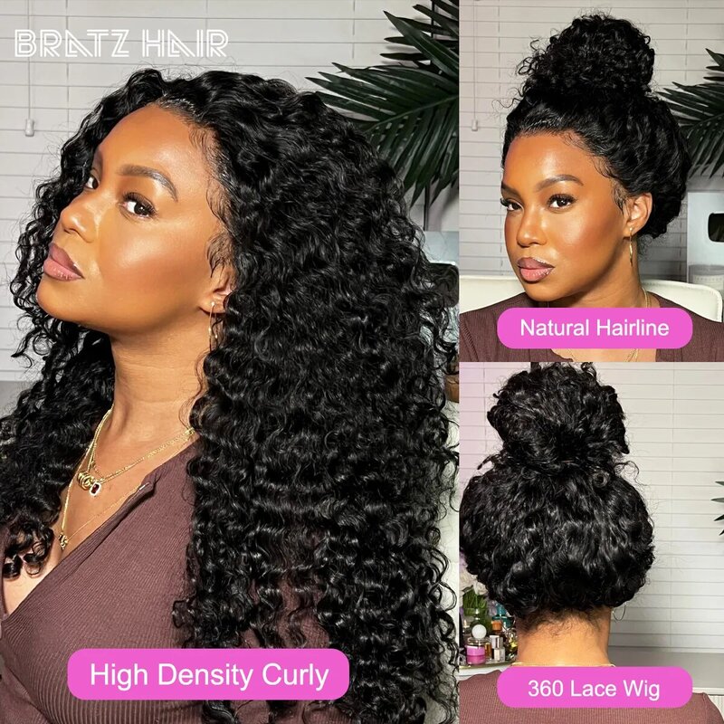 360 Full Lace Wig Deep Wave Lace Wig Brazilian Curly 13x4 13x6 HD Transparent Lace Full Frontal Wig for Women Human Hair Wigs