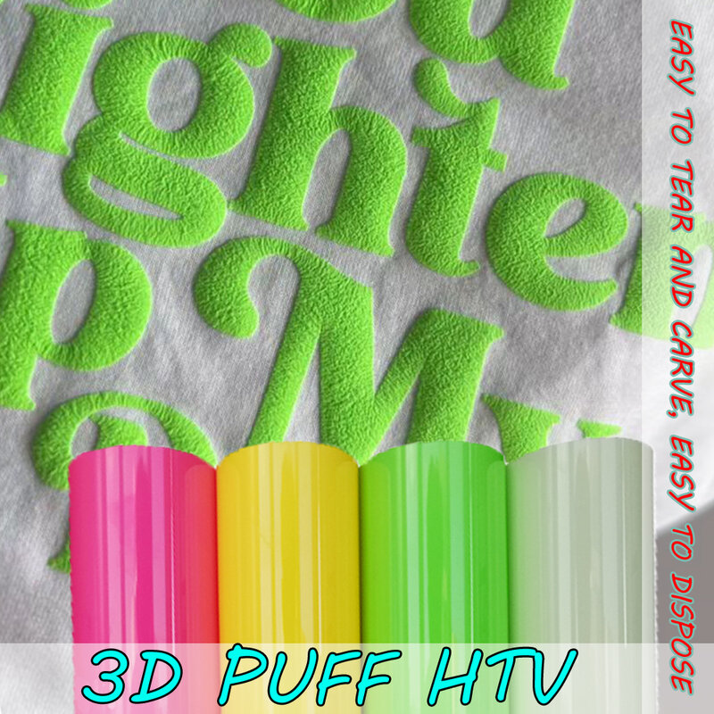 Película de vinilo de transferencia de calor 3D Puff, película de prensa HTV, Hierro en vinilo para camiseta DIY, ropa, almohada, tela textil, 18 colores, 1 hoja